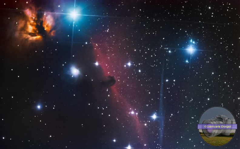 Der Pferdekopfnebel im Sternbild Orion ist ein schwieriges Aufnahmeobjekt, das lange Belichtungszeiten benötigt. Pferdekopfnebel_02.jpg